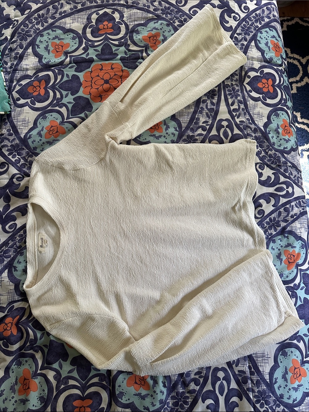 Madewell Cream Textured Crewneck Knit Top